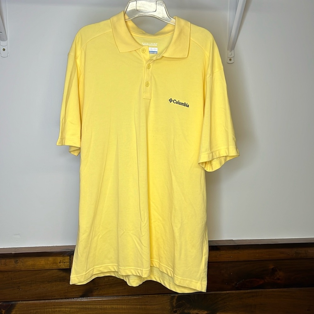 Columbia Omni-Wick Yellow 3 Button Polo Shirt- L‎